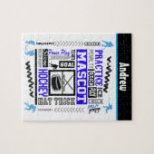 Boys Hockey Terminology Personalized Blue Legpuzzel (Horizontaal)