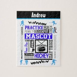 Boys Hockey Terminology Personalized Blue Legpuzzel