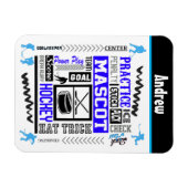 Boys Hockey Terminology Personalized Blue Magneet (Horizontaal)