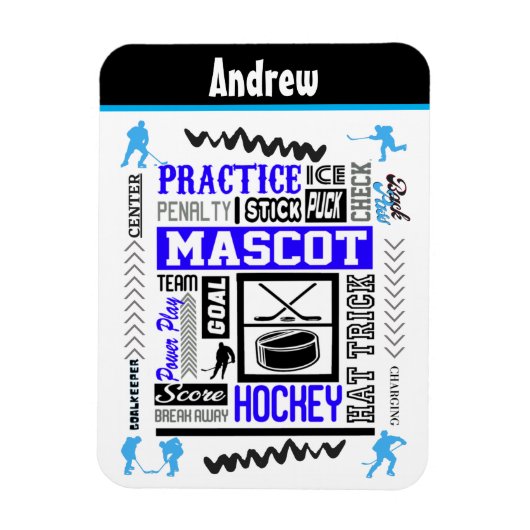 Boys Hockey Terminology Personalized Blue Magneet (Verticaal)