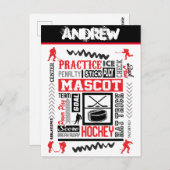 Boys Hockey Terminology Personalized Briefkaart (Voorkant / Achterkant)