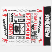 Boys Hockey Terminology Personalized Fleece Deken (Voorkant (Horizontaal))