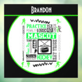 Boys Hockey Terminology Personalized Neon Green Raamsticker (Vel 3)