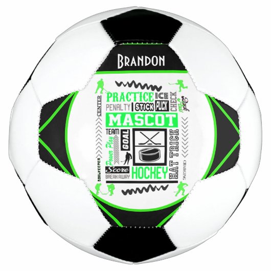 Boys Hockey Terminology Personalized Neon Green Voetbal (Voorkant)