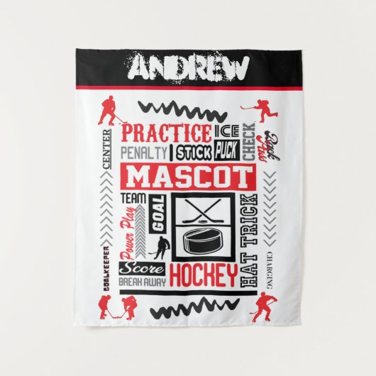 Boys Hockey Terminology Personalized Wandkleed (Voorkant)