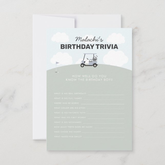 Boys' Hole-In-One Golf 1st Birthday Trivia (Achterkant)