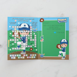 Boys Honkbal Geheim Bericht Gelukkige Verjaardag Kaart