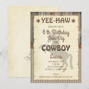Boys Horse Wild West Anniversaire Fête Invitation