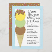 Boys Ice Cream Party - Uitnodiging (Voorkant / Achterkant)