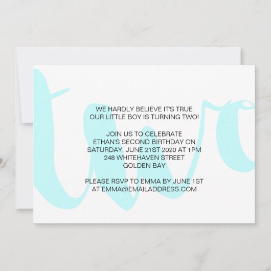 Boys Invitation pour le deuxième anniversaire (Devant)