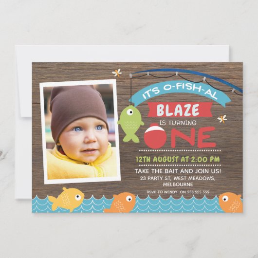 Boy's It's o-fish-al 1st Birthday Invitation Kaart (Voorkant)