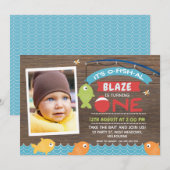 Boy's It's o-fish-al 1st Birthday Invitation Kaart (Voorkant / Achterkant)