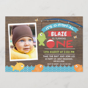 Boy's It's o-fish-al 1st Birthday Invitation Kaart