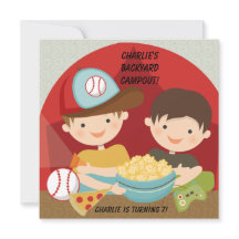 Boys Jardin Campout Invitations Anniversaires
