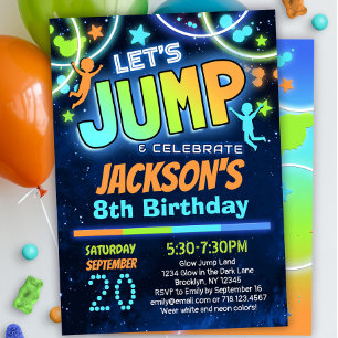 Boys Jump Party Anniversaire Invitation Bleu Orang