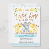 Boys Jungle Wild One Baby shower Invitation (Devant)