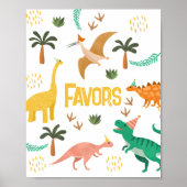 Boys Jurassic Dinosaur Party Favor Sign  Poster (Voorkant)