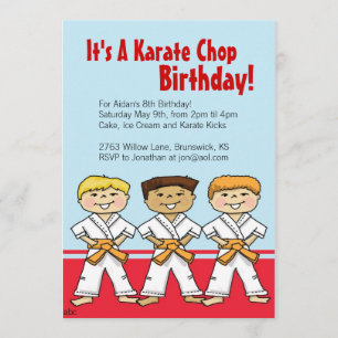 Boys Karate Chop Party Kaart