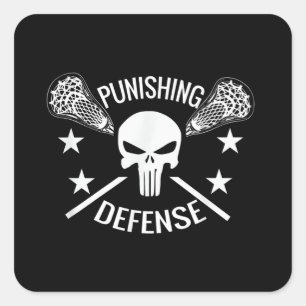 Boys Lacrosse Skull en Sticks Gift Vierkante Sticker