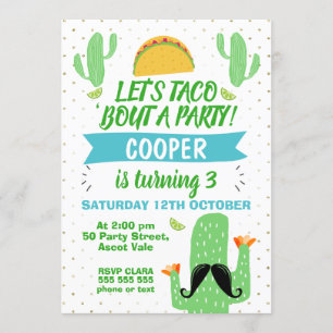 Boys Let's Taco 'About A Party Verjaardag Uitnodig Kaart