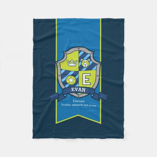 Boys letter E Evan-naam beer deken (Voorkant)