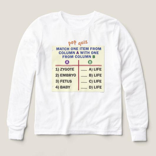Boys' long-sleeve t-shirt with a quiz. (Motif recto)