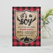 Boys Lumberjack Baby shower Kaart (Staand voorkant)