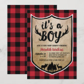 Boys Lumberjack Baby shower Kaart (Voorkant / Achterkant)