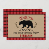Boys Lumberjack Merci plat d'anniversaire (Devant / Derrière)