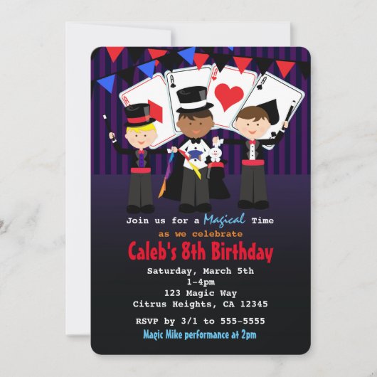 Boys Magic Show Magique Anniversaire Invitations (Devant)