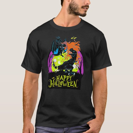Boys Medieval Scary Dragons and Dinosaur Fight Hal T-shirt (Voorkant)