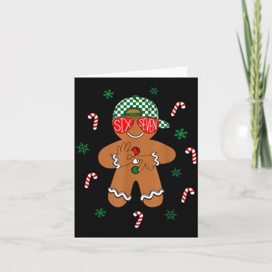 Boys Mens Christmas 6 7 Gingerbread Funny Meme Six Kaart (Voorkant)