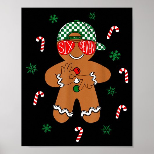 Boys Mens Christmas 6 7 Gingerbread Funny Meme Six Poster (Voorkant)