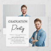 Boys Minimalist Calligraphy Afstuderen Invitation Kaart (Voorkant / Achterkant)