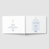 Boy's Modern Blue Bow Baptism Livre d'or (Complet)