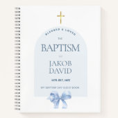 Boy's Modern Blue Bow Baptism Livre d'or (Devant)