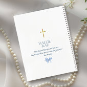 Boy's Modern Blue Bow Baptism Livre d'or