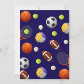 Boys Modern Blue Sports Kids Birthday Invitation Kaart (Achterkant)