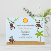 Boys Monkeing rond 7x5 Uitnodiging (Staand voorkant)