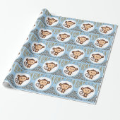 Boys Monkey Baby shower Cadeaupapier (Uitgerold)