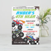 Boys Monster Truck Birthday Party Invitations (Debout devant)