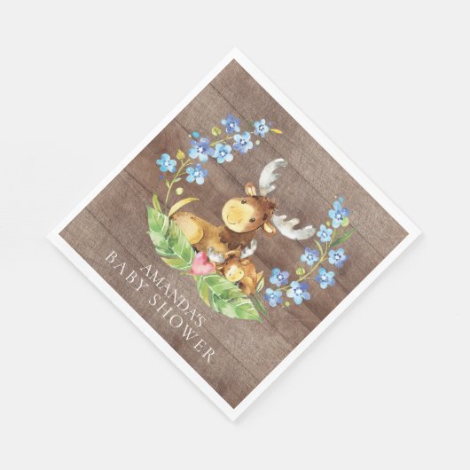 Boys Moose Baby shower papieren servetten (Hoek)