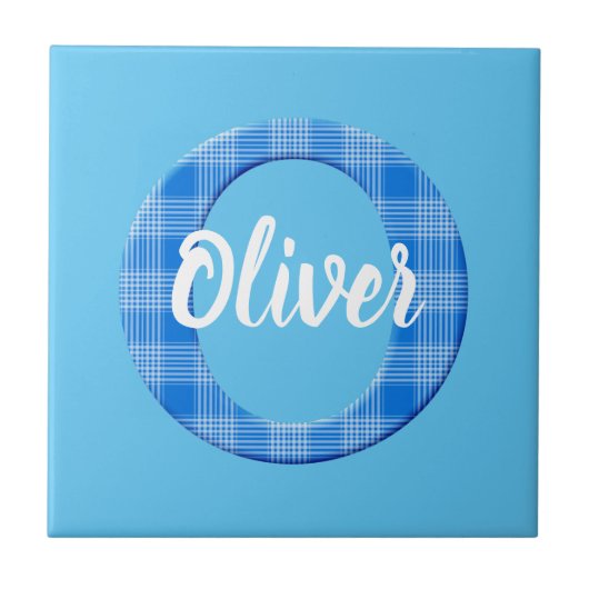 Boys Naam Aangepaste speldenbrief O Tegeltje (Voorkant)