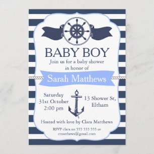 Boys Nautical Baby shower Invitation