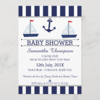 Boys Nautical Sail Boats Baby shower Invitation