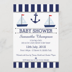 Boys Nautical Sail Boats Baby shower Uitnodiging