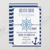 Boys Nautique 1er anniversaire Invitation (Devant / Derrière)