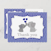 Boys NAVY Blue Elephant MERCI Carte postale 366 (Devant / Derrière)