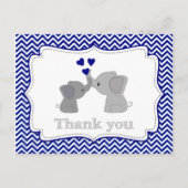 Boys NAVY Blue Elephant MERCI Carte postale 366 (Devant)