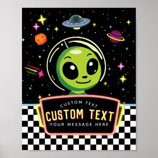 Boys NeonGalaxy Custom Space Alien Sign Poster (Voorkant)